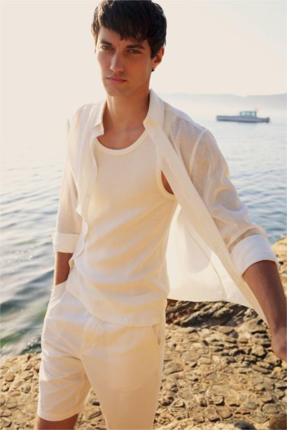 %100 Pamuk Slim Fit Dar Kesim Bisiklet Yaka Ribana Atlet