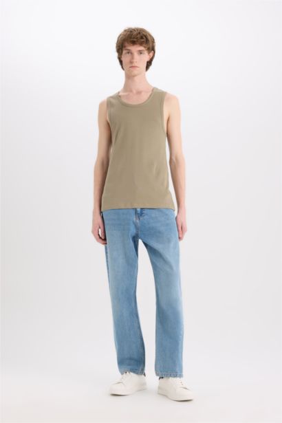 Slim Fit Ribana Crew Neck Tank Top