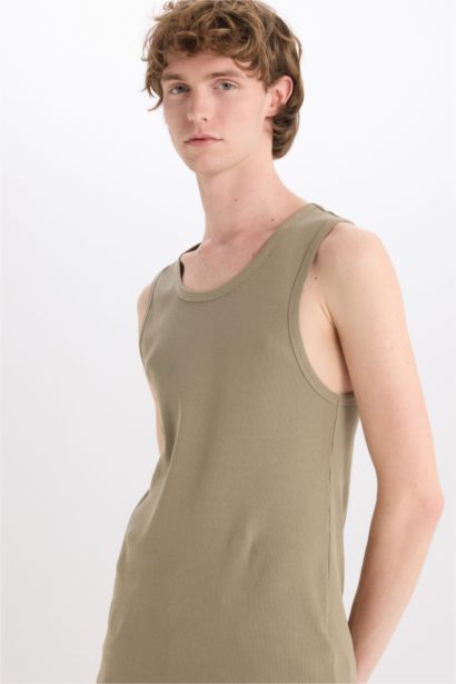 Slim Fit Ribana Crew Neck Tank Top