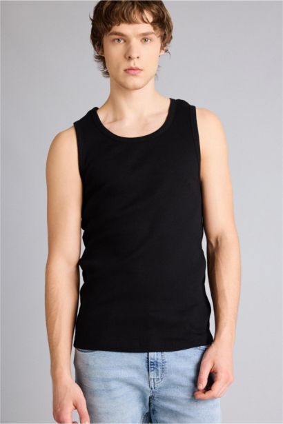 %100 Pamuk Slim Fit Dar Kesim Bisiklet Yaka Ribana Atlet