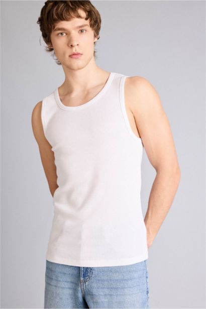 Slim Fit дөңгелек жағалы рибана майка