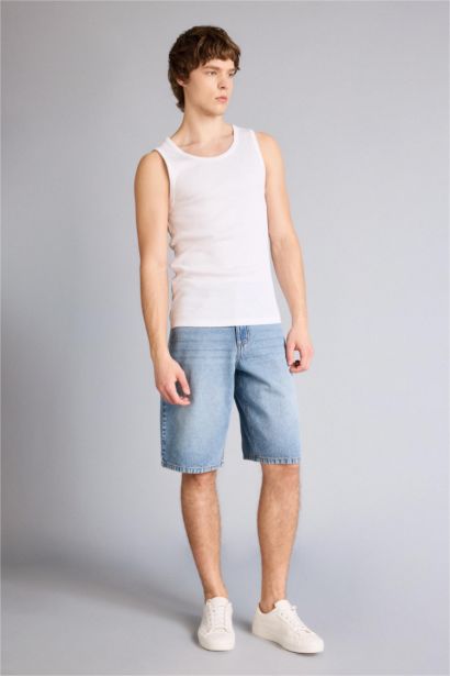 Slim Fit дөңгелек жағалы рибана майка