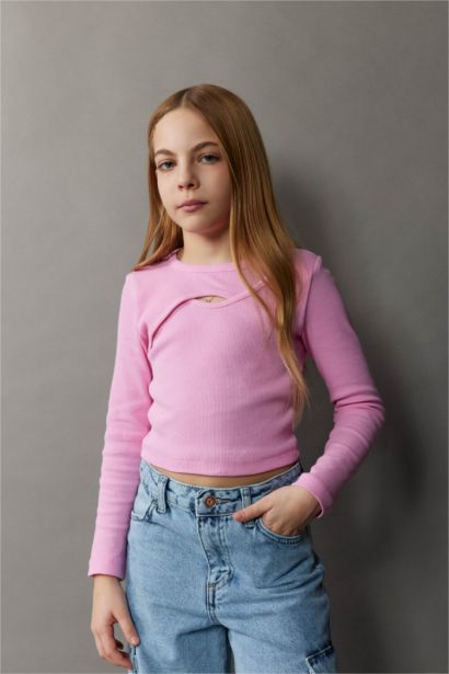 T-shirt manches longues et col rond pour fille