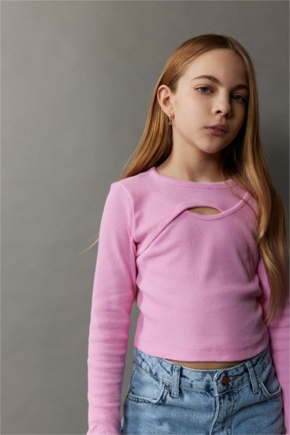 T-shirt manches longues et col rond pour fille