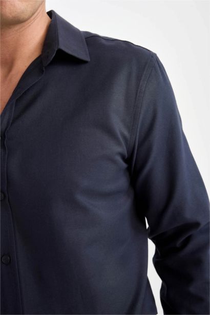 قميص بولو محكم كم طويل مودرن فيت