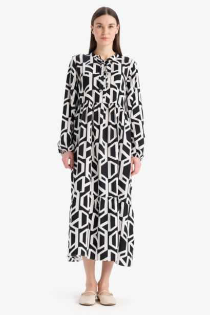 Crew Neck Printed Viscose Dress