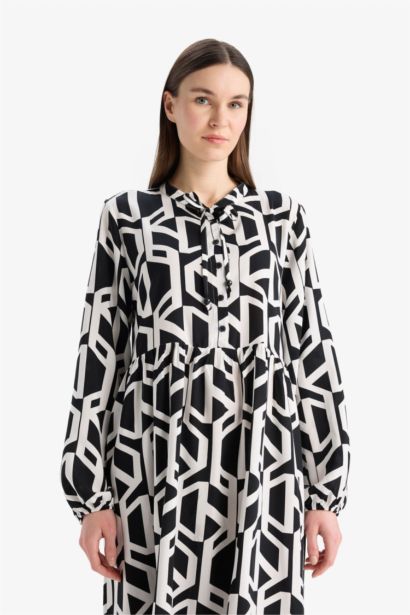 Crew Neck Printed Viscose Dress