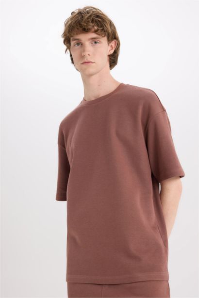Cotton Boxy Fit Crew Neck Short Sleeve T-Shirt
