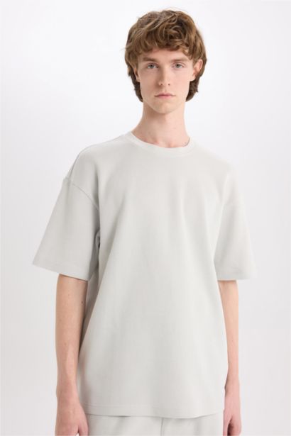 Cotton Boxy Fit Crew Neck Short Sleeve T-Shirt