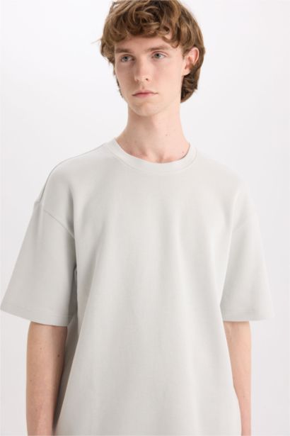 Cotton Boxy Fit Crew Neck Short Sleeve T-Shirt
