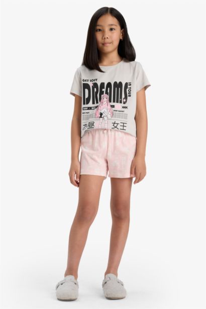 %100 Pamuklu Anime Baskılı Pijama Takımı Kız Çocuk