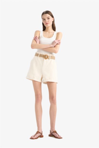Paperbag High Waist Denim Shorts