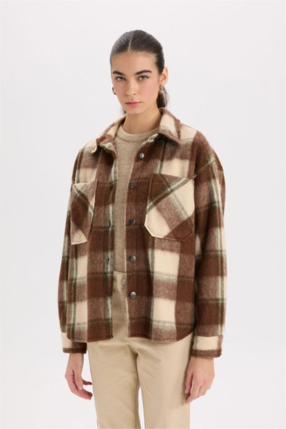 Oversize Geniş Kalıp Kareli Flanel Uzun Kollu Gömlek