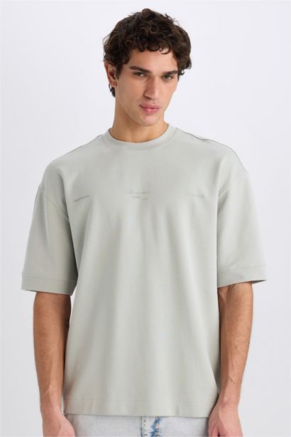 Loose Fit Crew Neck Printed Heavy Fabric T-Shirt