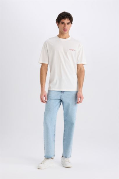 Boxy Fit Crew Neck Printed Short Sleeve T-Shirt