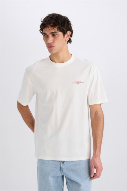 Boxy Fit Crew Neck Printed Short Sleeve T-Shirt