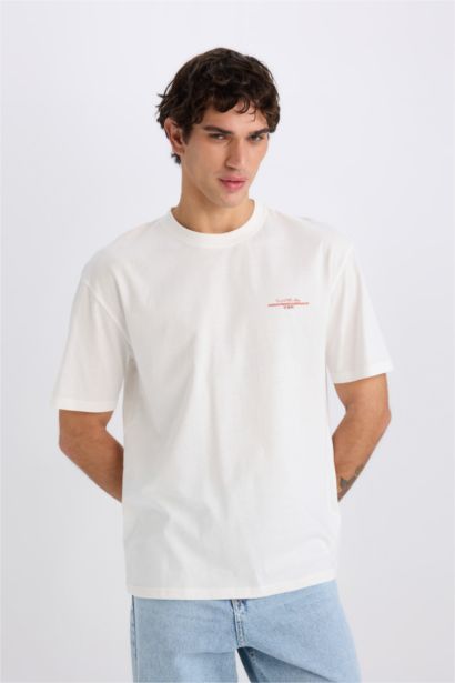 Boxy Fit Crew Neck Printed Short Sleeve T-Shirt