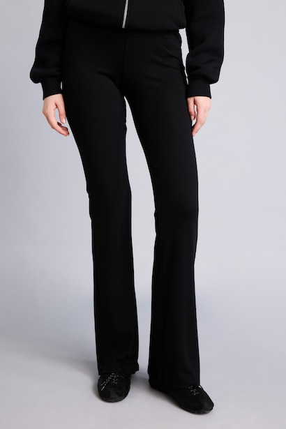 Flare Fit Ribbed Black Trousers