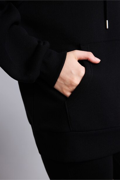 Flare Fit Ribbed Black Trousers