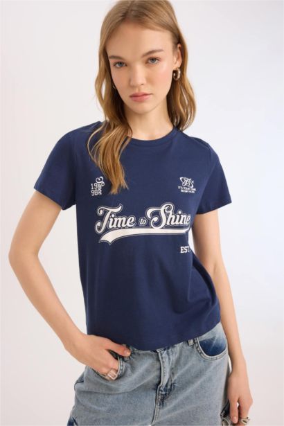 تي شيرت نص ردن قصة عادية بياخة مستديرة