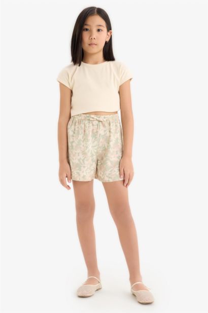 Girl Patterned Viscose Shorts
