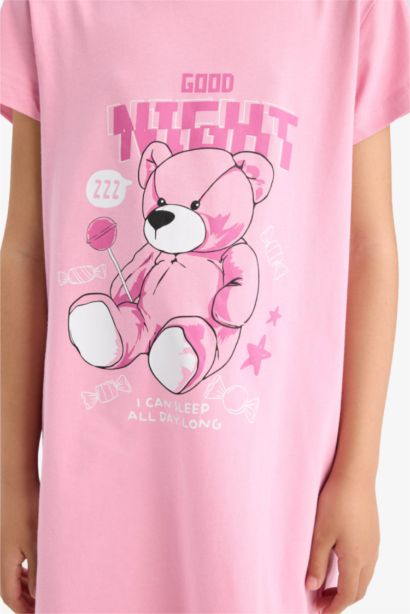 Baskılı Kısa Kollu Gecelik Kız Çocuk