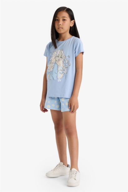 %100 Pamuklu Anime Baskılı Pijama Takımı Kız Çocuk