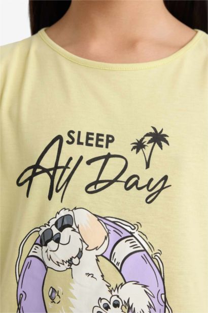 Girl Printed Short Sleeve Top Shorts 2 Piece Pajama Set