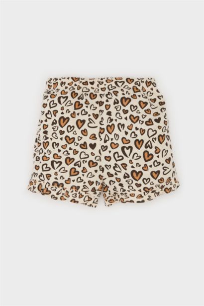 2'li Takım Leopar Desenli Kısa Kollu Tişört Beli Lastikli Şort Kız Bebek