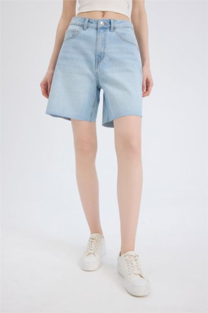 شورت برمودا جينز بخصر عالي