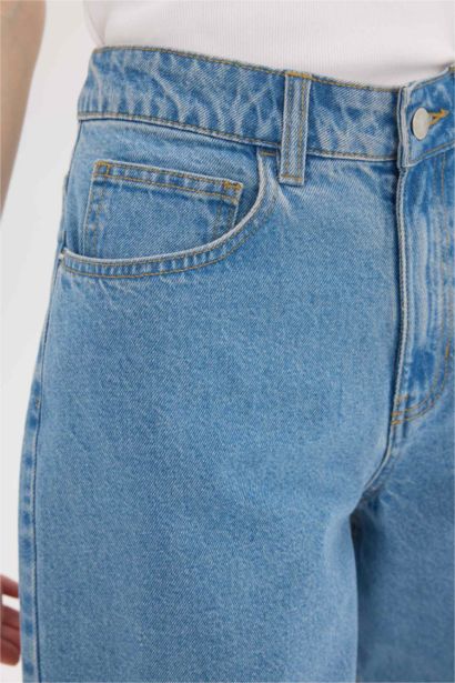 High Waist Denim Bermuda Shorts