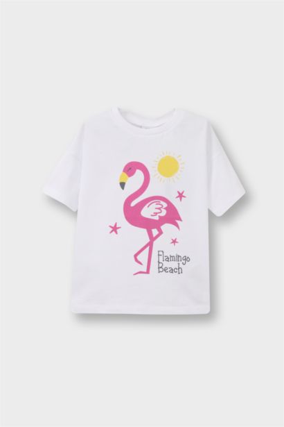 Baby Girl Crew Neck Printed Short Sleeve T-Shirt
