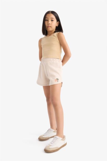 Short avec imprimé et taille élastique pour fille