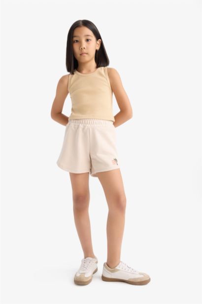 Short avec imprimé et taille élastique pour fille