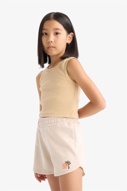 Short avec imprimé et taille élastique pour fille