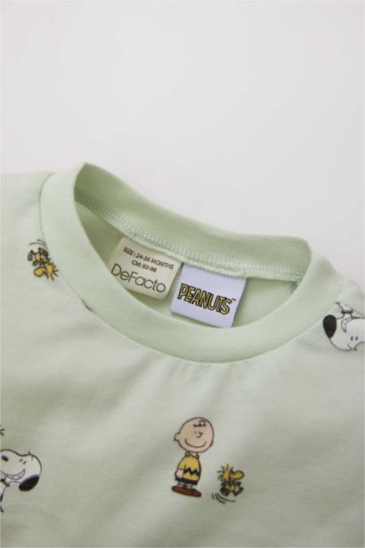 Snoopy Pijama Takımı Penye Uzun Kollu Üst Beli Lastikli Uzun Alt Erkek Bebek