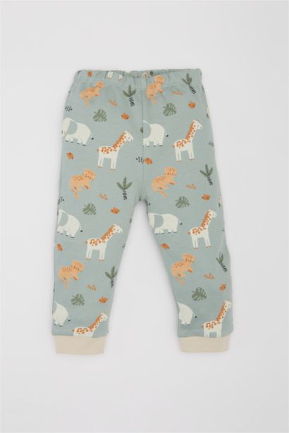 %100 Pamuklu Safari Baskılı Pijama Takımı Erkek Bebek