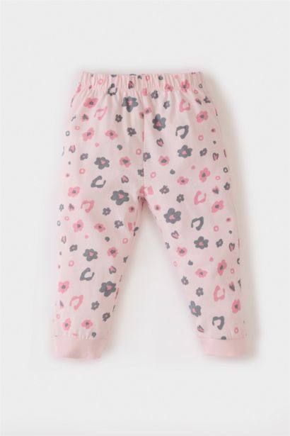 Пижамный комплект для девочек с леопардовым принтом, длинный рукав, трикотажный верх, низ на резинке