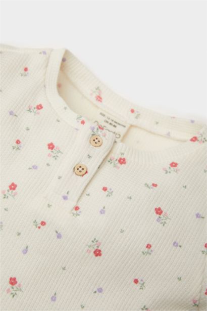 Baby Girl Floral Long Sleeve Waffle 2 Piece Pajama Set