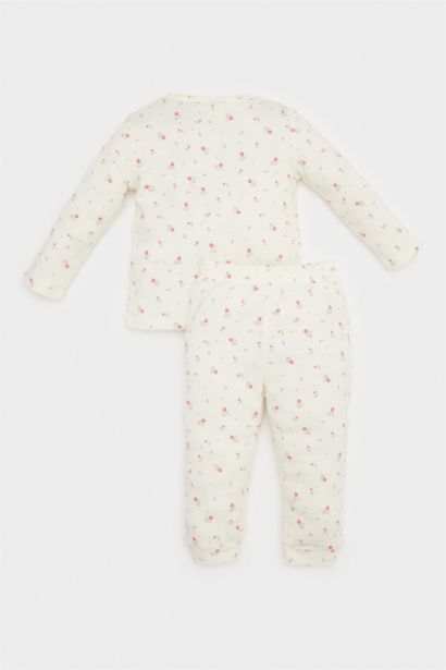 Baby Girl Floral Long Sleeve Waffle 2 Piece Pajama Set