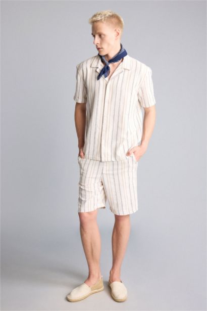 Regular Fit Jacquard Striped Bermuda Shorts