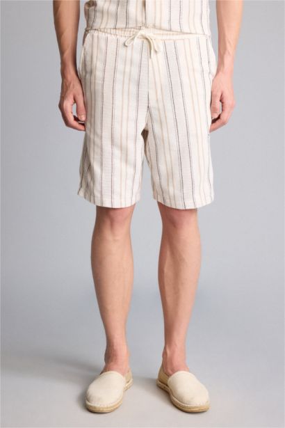 Regular Fit Jacquard Striped Bermuda Shorts