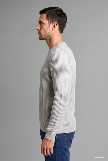 Pull en tricot côtelé à col rond Coupe standard