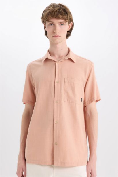 Cotton Slim Fit Basic Short Sleeve Shirt