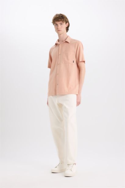 Cotton Slim Fit Basic Short Sleeve Shirt