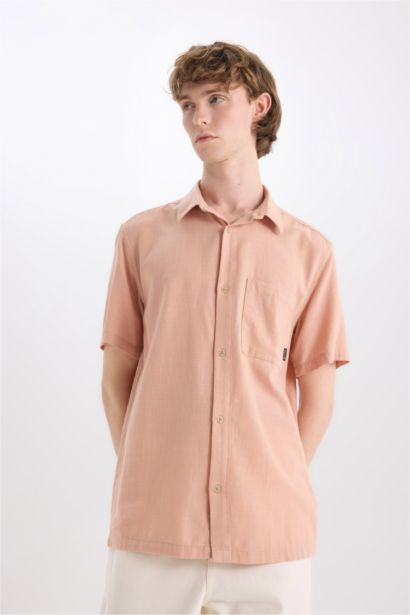 Cotton Slim Fit Basic Short Sleeve Shirt