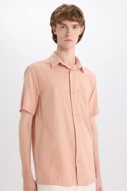 Cotton Slim Fit Basic Short Sleeve Shirt