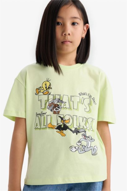 Looney Tunes Relax Fit Bisiklet Yaka Kısa Kollu Tişört Kız Çocuk