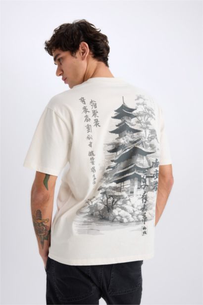 Boxy Fit Crew Neck Printed Short Sleeve T-Shirt