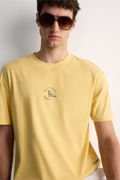 T-shirt Boxy imprimé à col rond et manches courtes